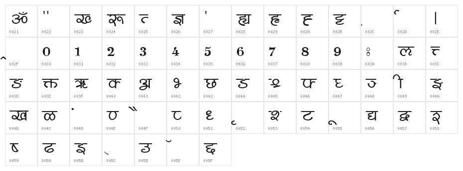 Shusha05 Character Map