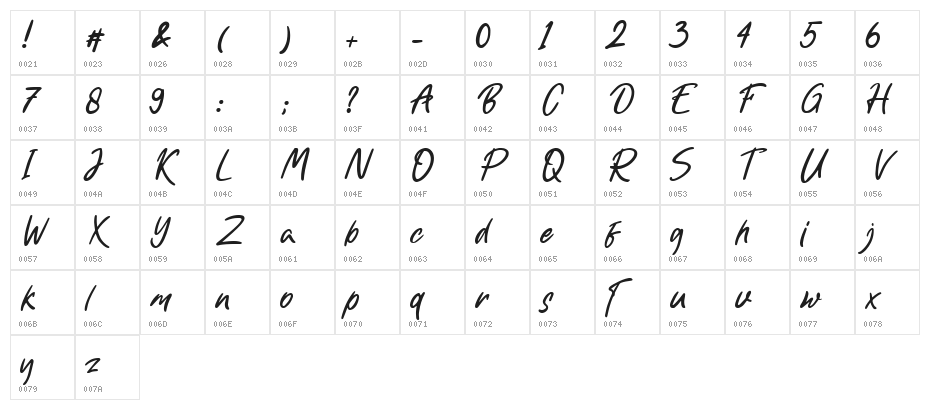 Shuttle Brand Regular Character Map