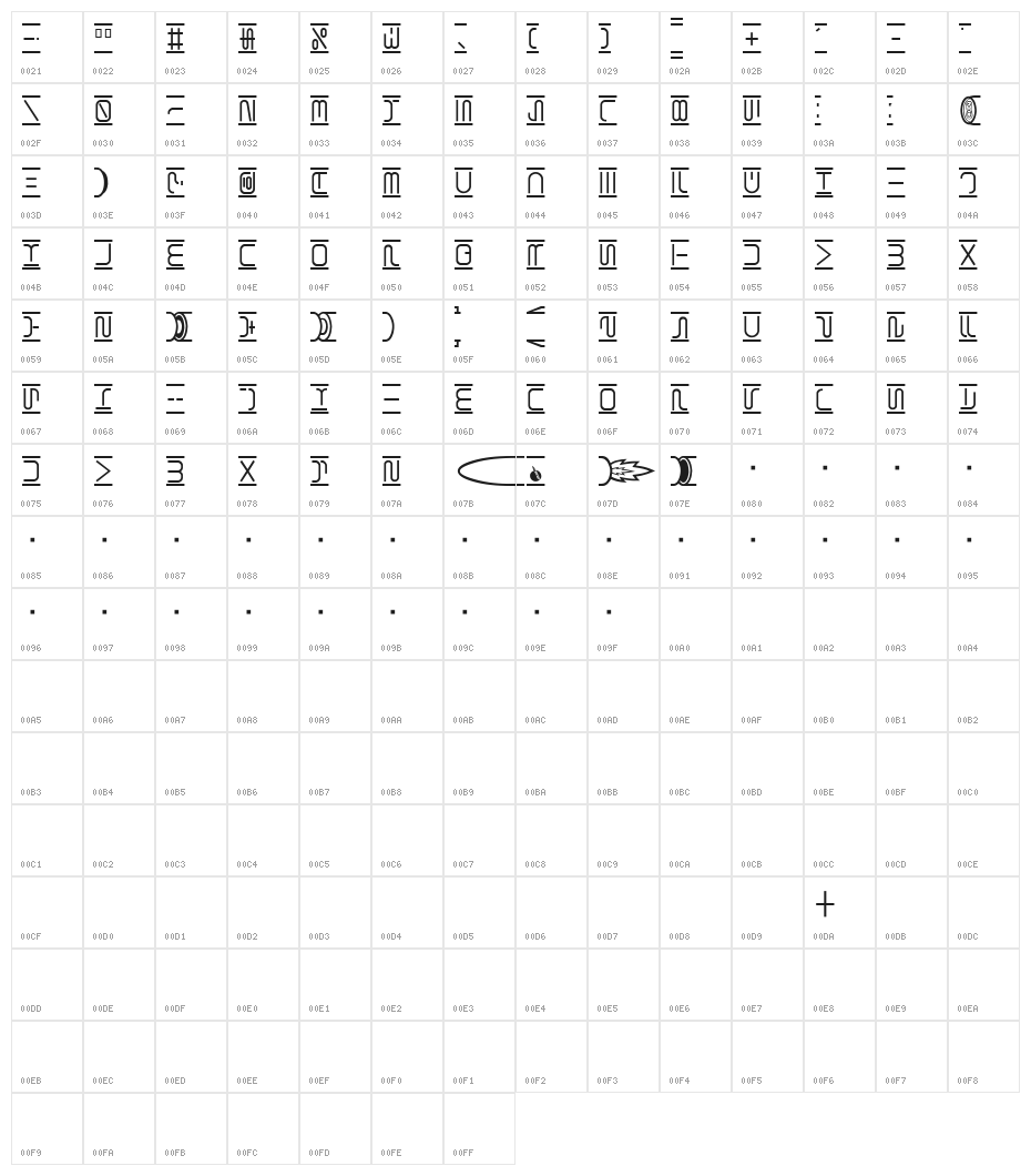 Shuttle Character Map
