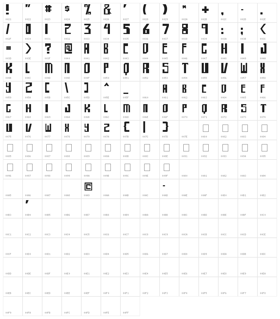 shellhead 2 Character Map