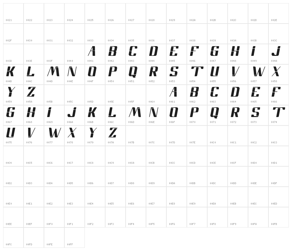shift Pro Character Map