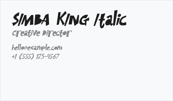SIMBA KING Italic Business Card