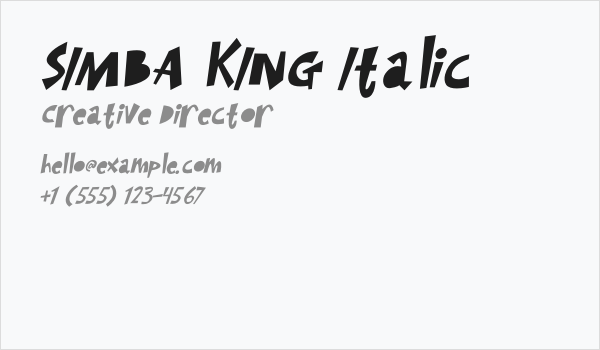 SIMBA KING Italic Business Card