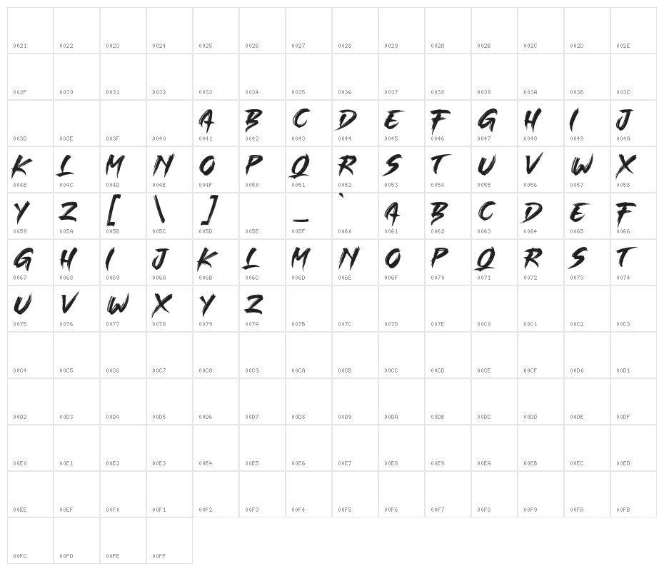 SINGLEFIGHTER Character Map