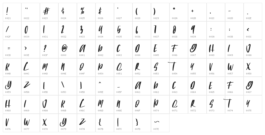SINTEN Character Map