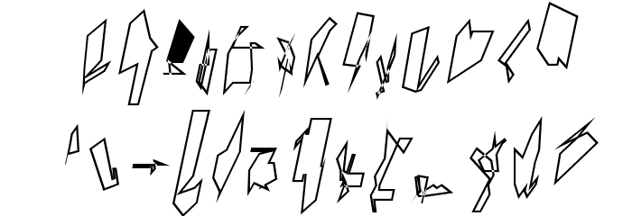 Siberia Narrow Outline Oblique Font LOWERCASE