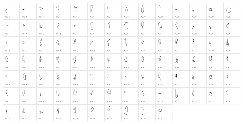 Siberia Narrow Outline Character Map