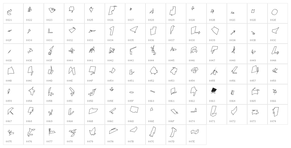 Siberia Outline Oblique Character Map