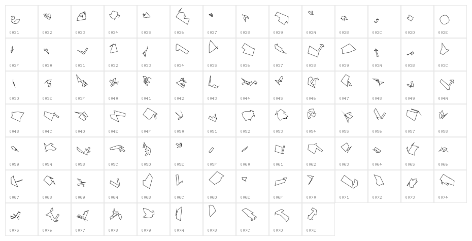 Siberia Tilt Outline Character Map