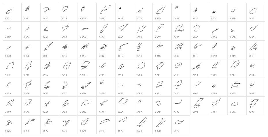 Siberia UltraOblique Outline Character Map