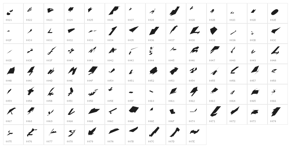 Siberia UltraOblique Character Map