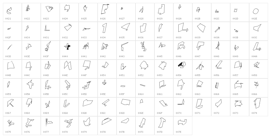 Siberia Wide Outline Oblique Character Map