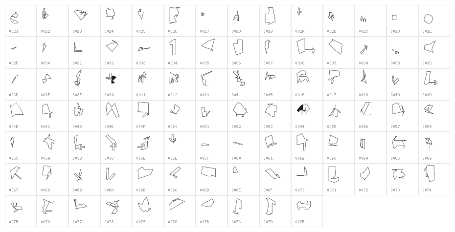 Siberia Wide Outline Character Map