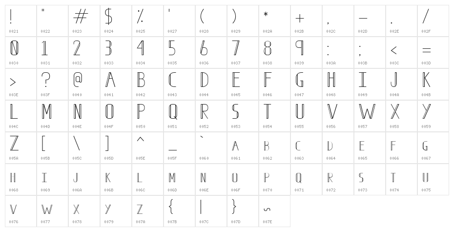 Sick City Regular Character Map