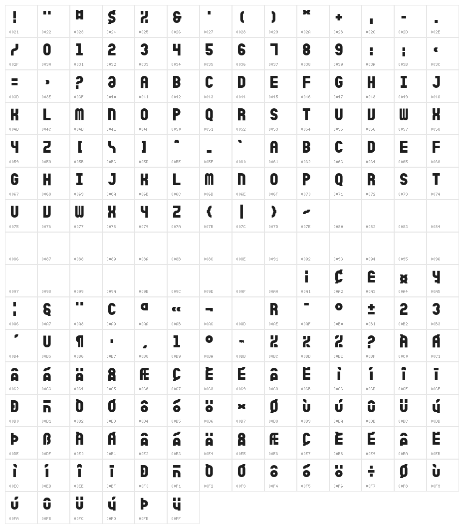 SicretMonoPERSONAL-Bold Character Map