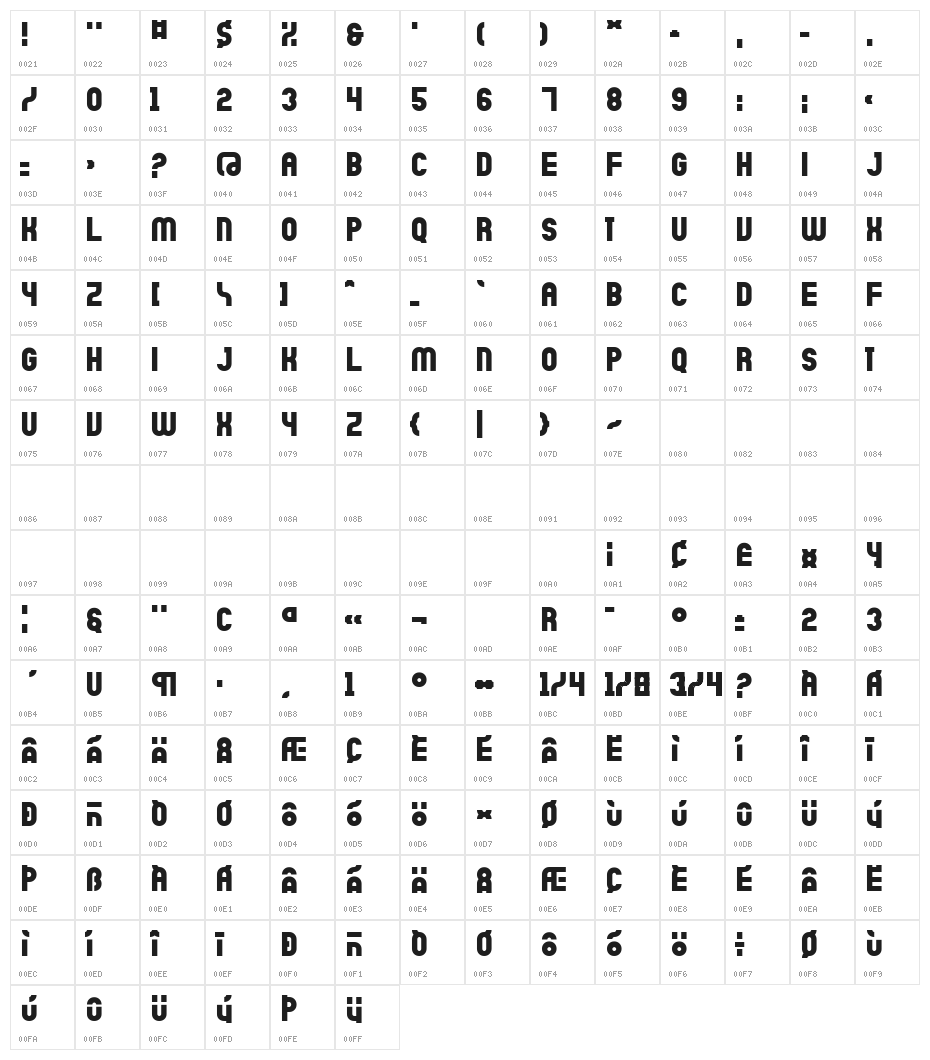 SicretPERSONAL-Bold Character Map