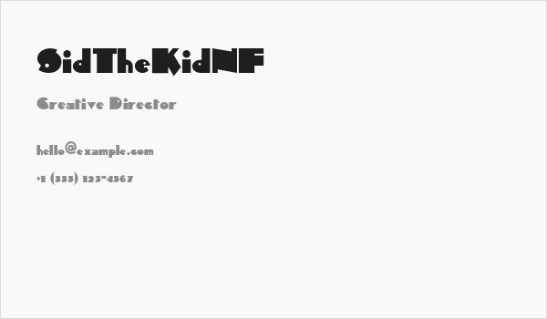 SidTheKidNF Business Card