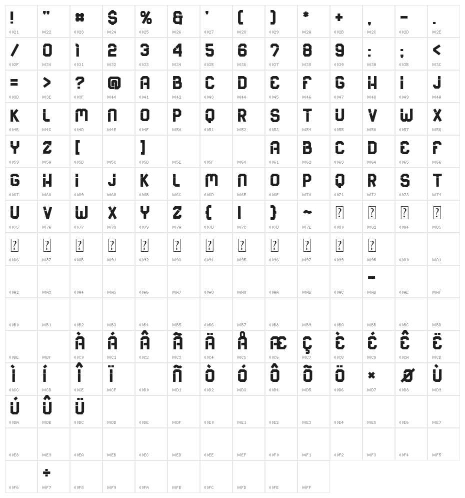 Side Cover Character Map