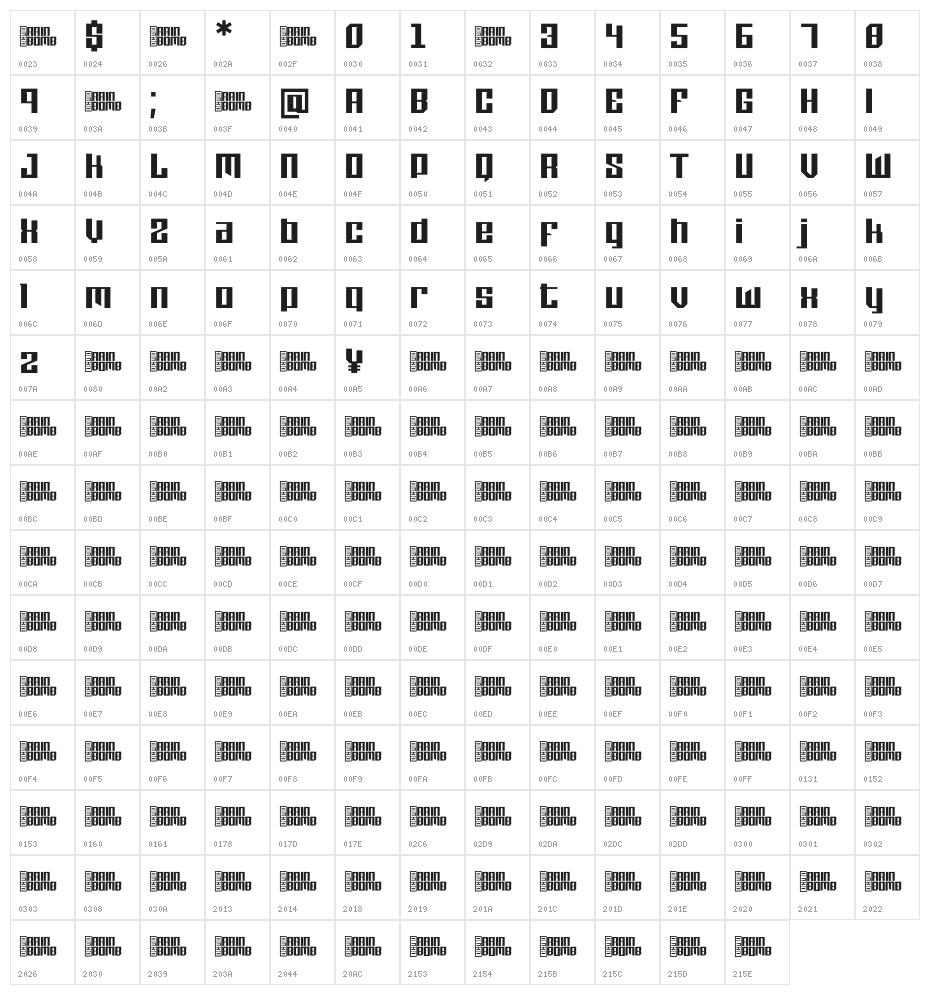 Sidefont Bold Demo Character Map