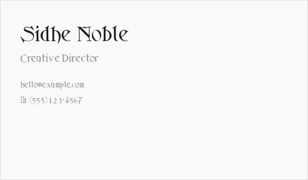 Sidhe Noble Business Card