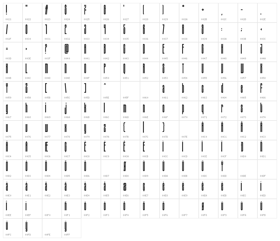 Sigana Character Map