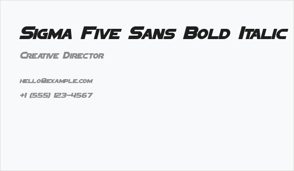 Sigma Five Sans Bold Italic Business Card