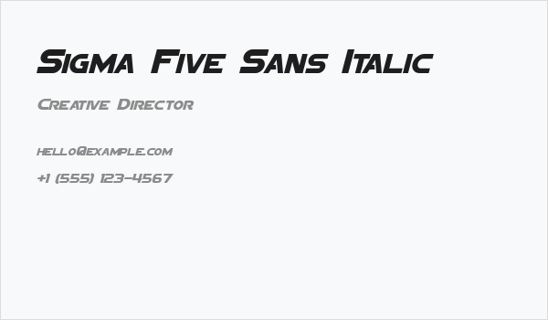 Sigma Five Sans Italic Business Card