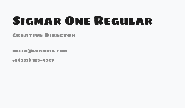 Sigmar One Regular Business Card