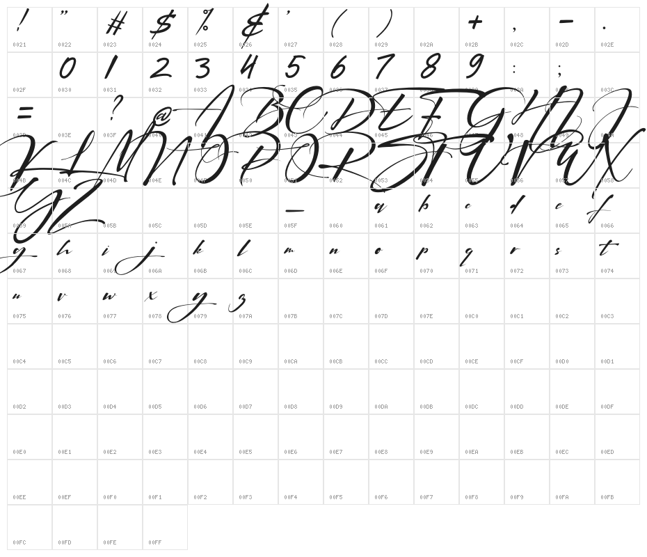 Signatrue Character Map