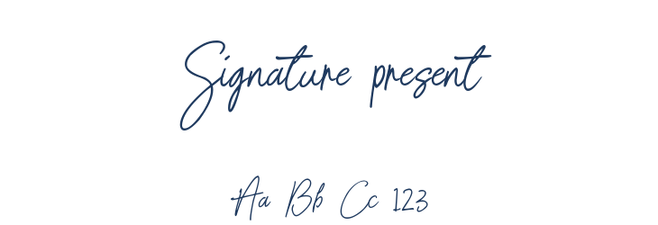 Signature present Font Preview