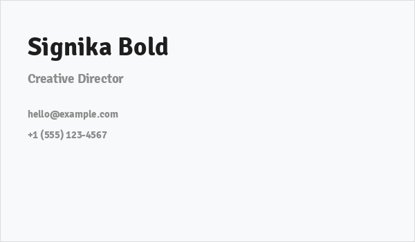 Signika Bold Business Card