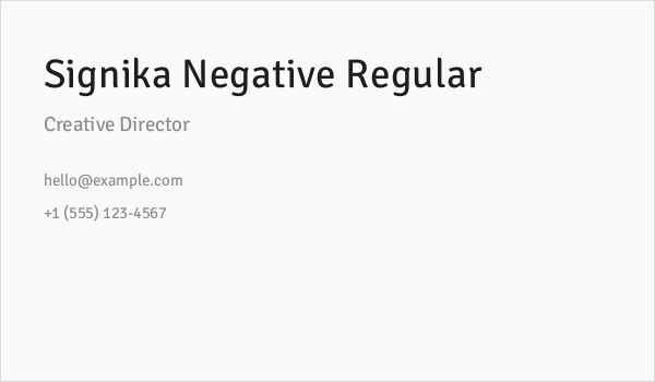 Signika Negative Regular Business Card