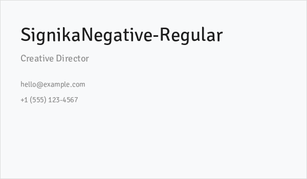 SignikaNegative-Regular Business Card
