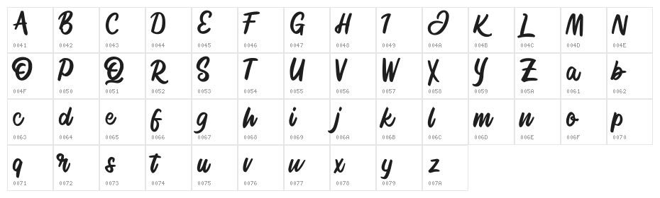 Signlia FREE Character Map