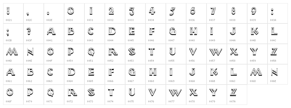 Signore in Rosso Hollow Regular Character Map
