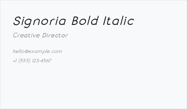 Signoria Bold Italic Business Card