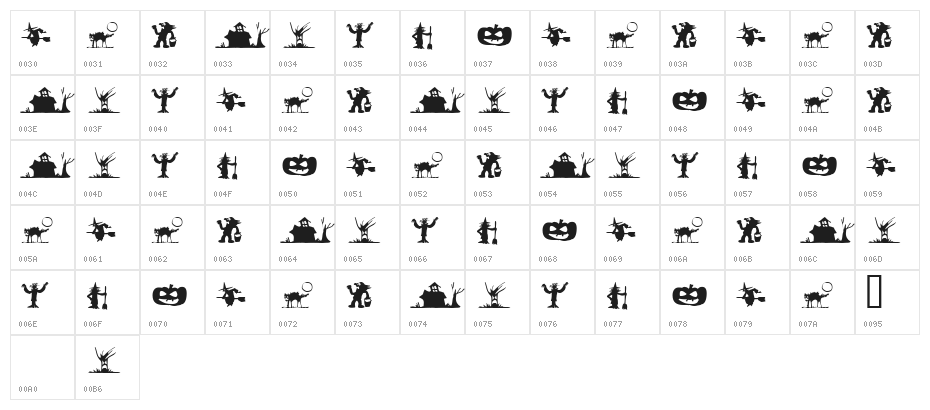 SilBooettes Tryout Character Map