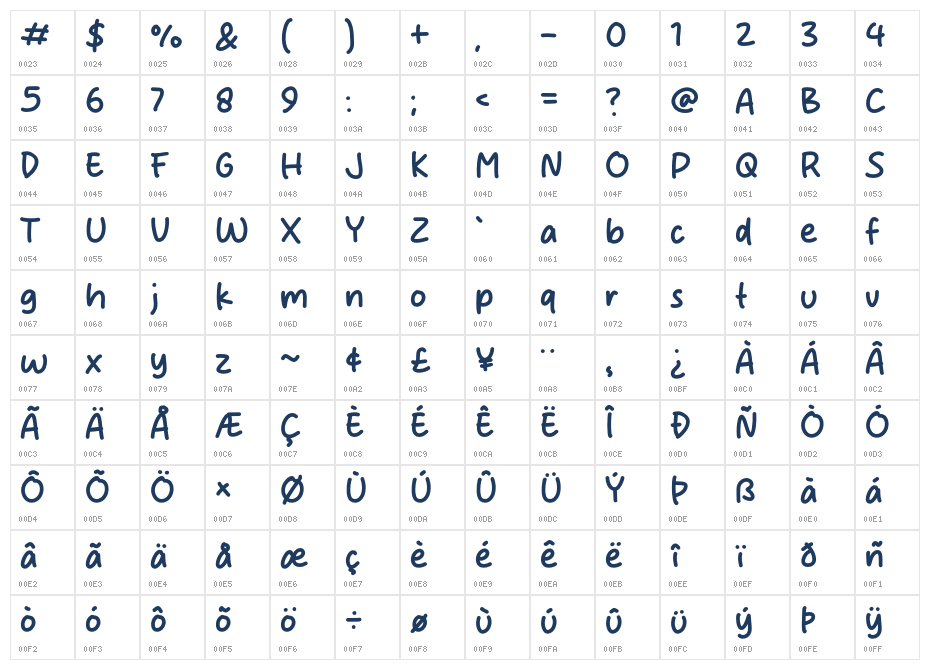 Silent Blink Character Map