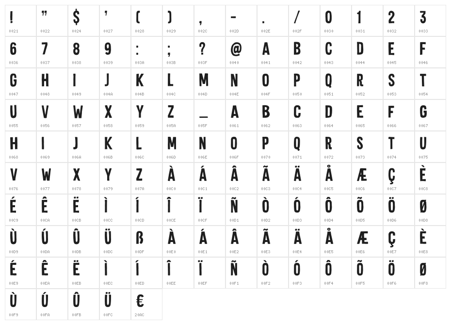 Silent Echo DEMO Regular Character Map