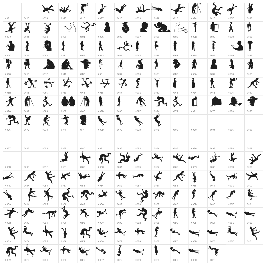 SilhouFaces Character Map