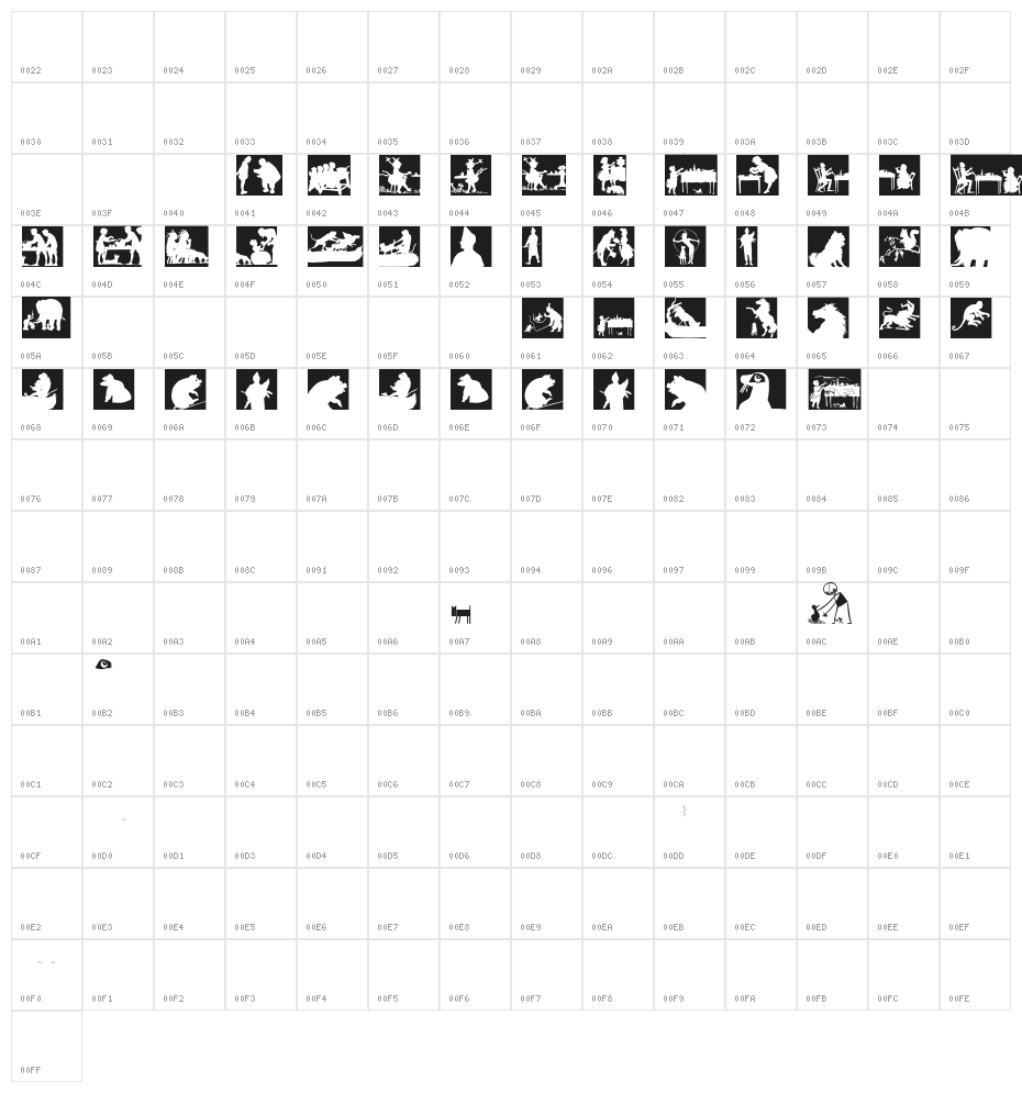 SilhouetteSquaresInvers Character Map