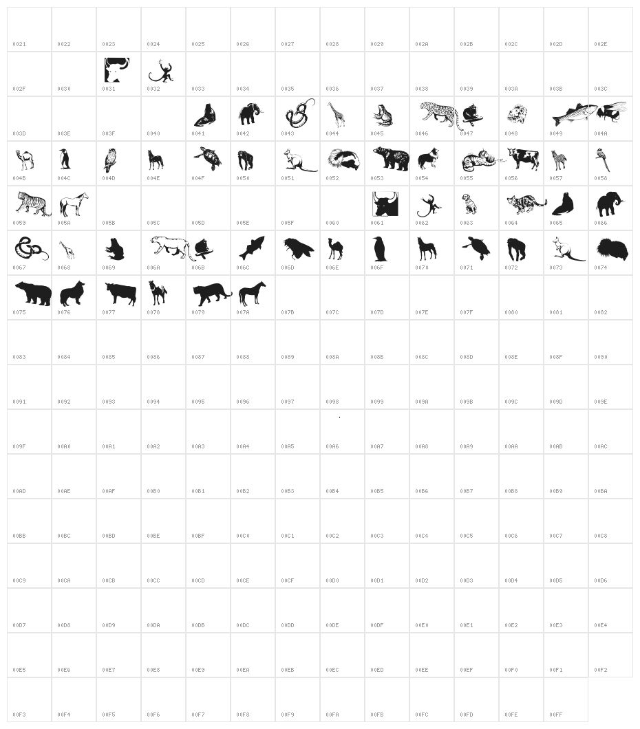 SilhouettesAnimalish Character Map