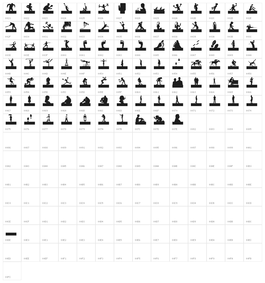 SilhouettesSocled Character Map
