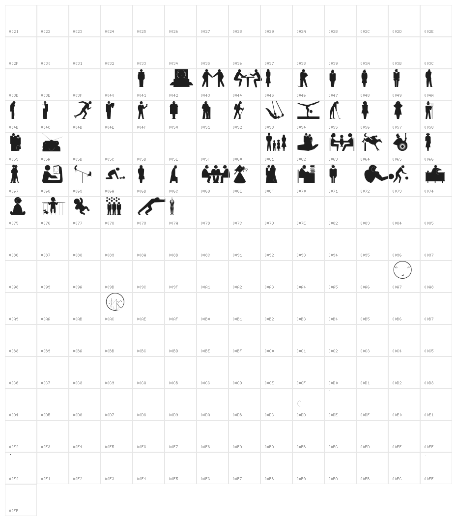 SilhousSimplex Character Map