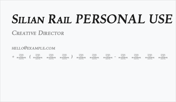Silian Rail PERSONAL USE Bold Italic Business Card