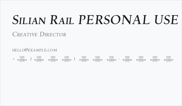 Silian Rail PERSONAL USE Light Italic Business Card