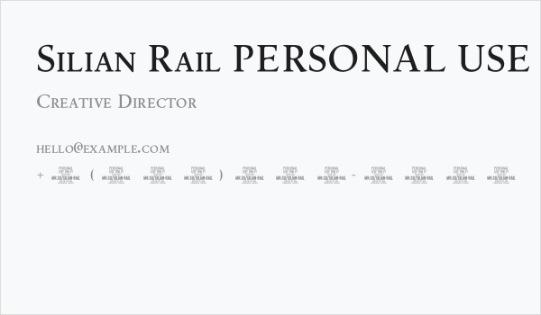 Silian Rail PERSONAL USE Light Business Card