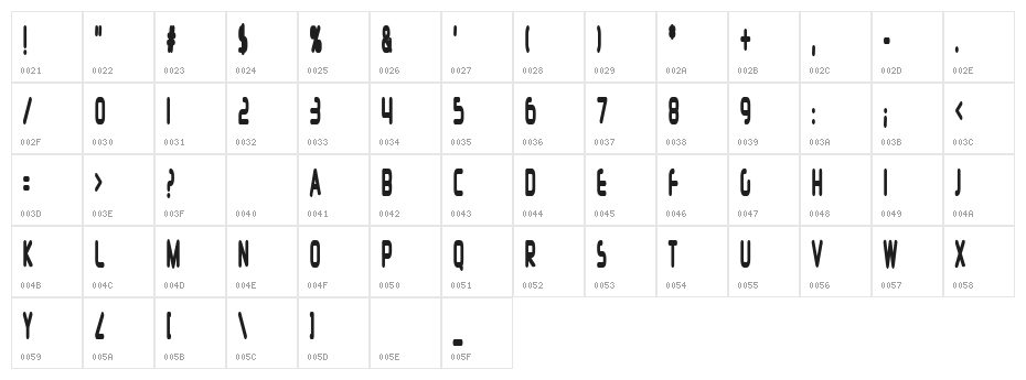 Silicon Carne Character Map