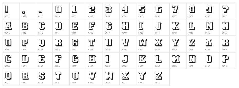 Silicone Hollow Regular Character Map