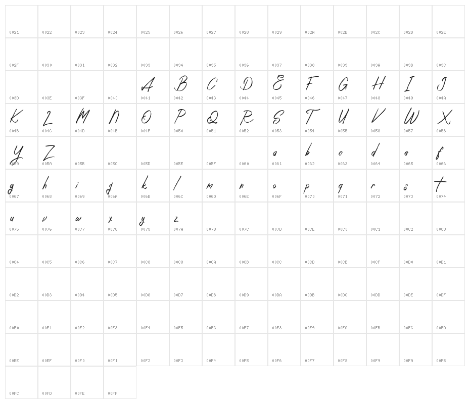 SillouteFREE Character Map